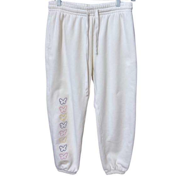 Frasier Sterling Loungewear Butterfly Cropped cozy Sweatpants Yellow Light S - Picture 1 of 7